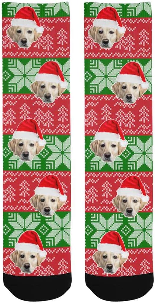 Custom Face Socks, Personalized Dog Lover Pet Photo Picture on Socks Unisex Athletic Crew Socks for Men Women