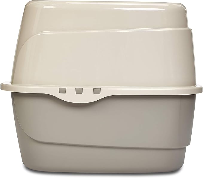 Amazon Basics Cat Litter Box with Lid, No-Mess, Enclosed Spacious Design with Odor Control, Charcoal Filter, 26" x 23" x 20", Charcoal