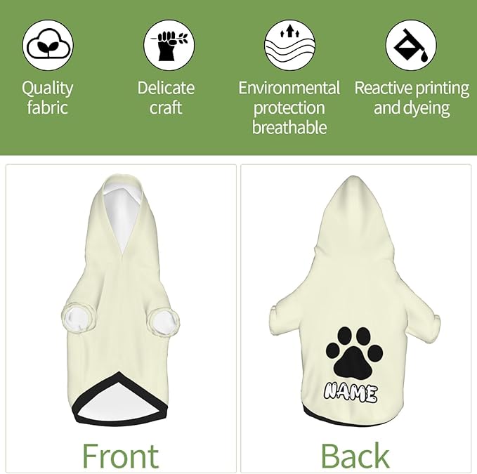 Custom Dog Hoodie Soft & Warm Design Your Own Personalized Photo Text Logo Name Dog Clothes for Puppy Sweatshirt Hooded for Small Medium Large Dogs Girl/Boy Cats LightYellow