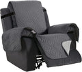 H.VERSAILTEX Reversible Quilted Recliner Covers Water Resistant Furniture Protector for Reclienr Chair with Elastic Straps for Pets Kids Sitting Width Up to 22"(Recliner, Gray/Beige)