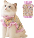 Purple Small Dog Sweater, Knitted Cat Sweater, Holiday Puppy Clothes for Little Dog Girl, Cold Weather Outfit for Kitten Chihuahua Yorkie Teacup Dachshund Pug (Purple, Medium)