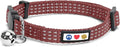 Pawtitas Reflective Brown Cat Collar with Safety Buckle and Removable Bell for Kitten and Cats Marsala
