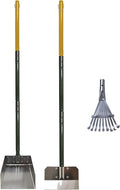 Four Paws Stainless Steel Long-Handled Dog Pooper Scooper Rake, Spade, & Pan 3 Piece Set, Pet Waste Pickup Tool, 38" x 10"