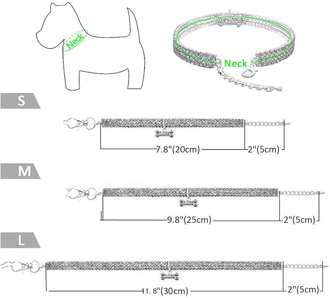 Pet Collar with Diamonds, Adjustable Crystal Diamond Elastic Heart Claw Pendant Wedding cat and Dog Small pet Necklace Jewelry