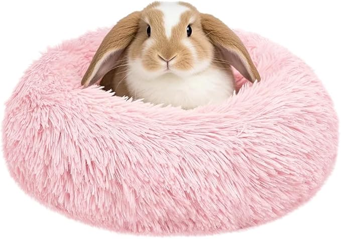 Bunny Rabbit Hideout Bed Small Animal Bedding Donut-Shaped Burrowing Pet Bed Soft and Warm Hideaway with Spandex and Fleece Bottoms Cozy Carrier, Cage Accessories
