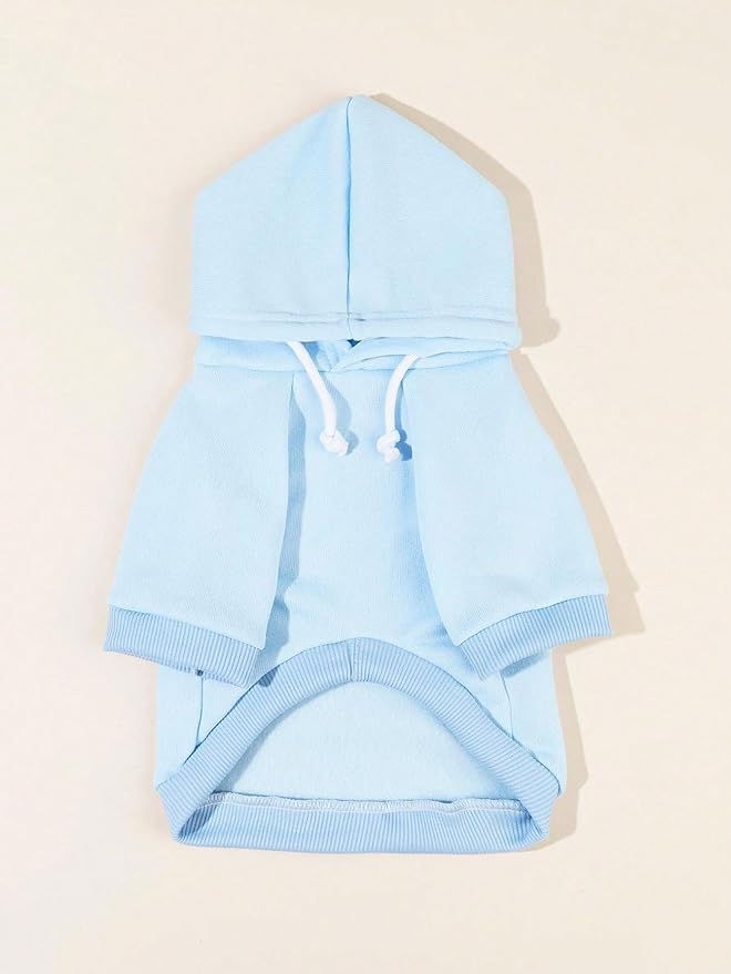 QWINEE Basic Dog Hoodie Sweatshirt Puppy Sweater Warm Cat Costumes Pet Clothes for Chihuahua Puppy Kitten Small Medium Dogs Light Blue Large
