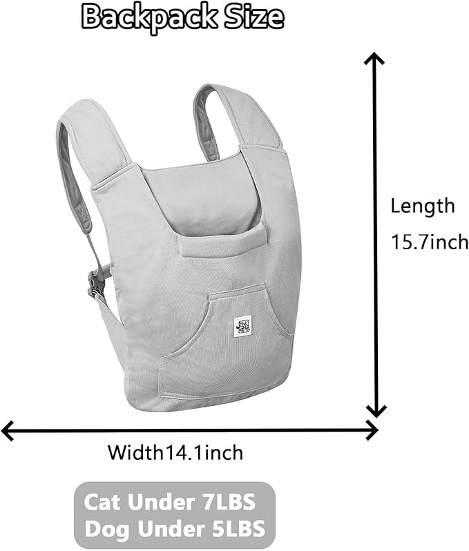 FLAdorepet Pet Carrier Backpack for Extra Small Dog Cat and Rabbit,Yorkie Teacup Chihuahua Front Dog Puppy Carrier Backpack for Traveling Hiking Camping,Hands Free Pet Sling, Anxiety Relief Grey