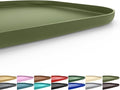 Silicone Pet Feeding Mat with Raised Edge for Food and Water, Dog Bowl Mats, Cat Bowls Placemat with High Lip for Floor Waterproof, Rubber Tray for Cats and Dogs 24 x 16 x0.8 Light Olive Green