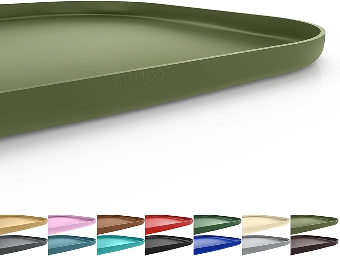 Silicone Pet Feeding Mat with Raised Edge for Food and Water, Dog Bowl Mats, Cat Bowls Placemat with High Lip for Floor Waterproof, Rubber Tray for Cats and Dogs 19 x 12 x0.7 Light Olive Green