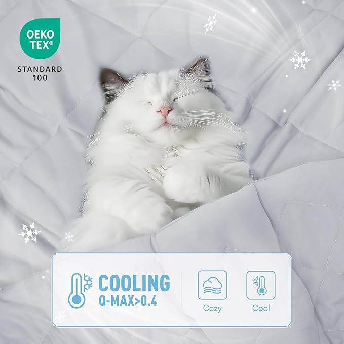 Luciphia Premium Cooling Dog Blanket for Small Medium Dogs Q-max>0.4 Washable Self-Cooling Cat Pet Mat Puppy Breathble Calming Throw for Beds Couches(Light Grey,29x40 inches)