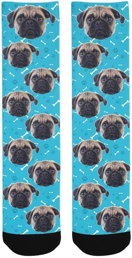 Custom Face Socks, Personalized Dog Lover Pet Photo Picture on Socks Unisex Athletic Crew Socks for Men Women
