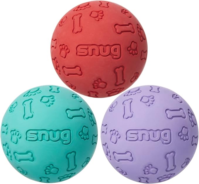 Snug Rubber Dog Balls for Small and Medium Dogs - Tennis Ball Size - Virtually Indestructible (3 Pack - Fresh)