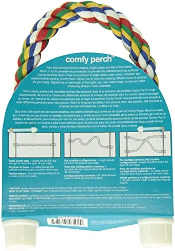 JW Pet Comfy Perch For Birds Flexible Multi-color Rope, Large - 21" Length