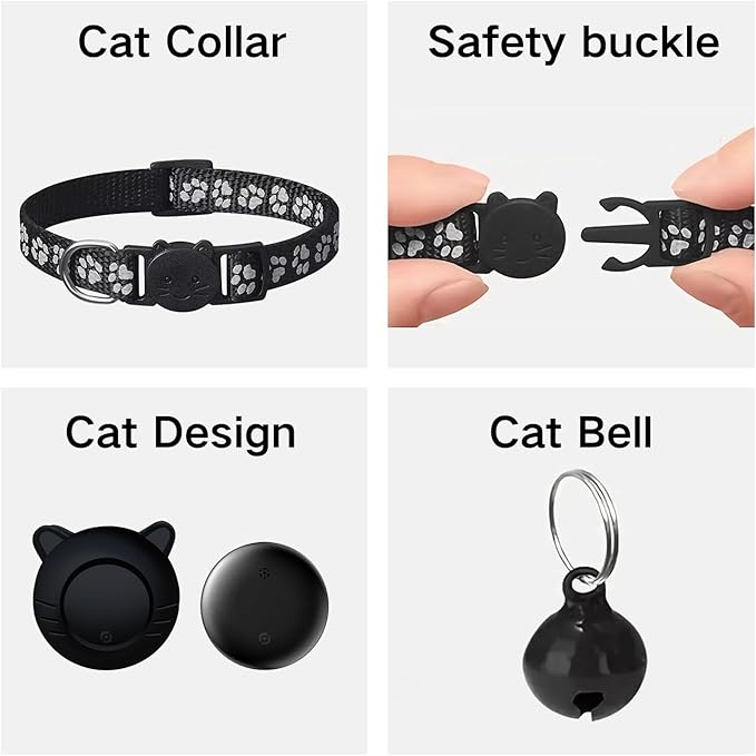 GPS Cat Collar Tracker – Bluetooth Pet Locator for Cats | Works with Android & Google Find My Device | Ideal for Pet Parents!