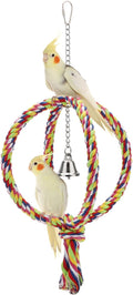 Bird Rope Swing Colorful Perch Climbing Toy for Parrots Budgie Parakeet Cockatiel Cockatoo Conure (8.3 inch)