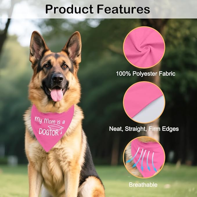 My Mom is A Dogtor Pink Dog Bandana, Graduation Gifts for Medical Student, Funny Cute Appreciation Gifts for Doctor Nurse Veterinarian, Christmas Birthday Gifts for Dog Mom