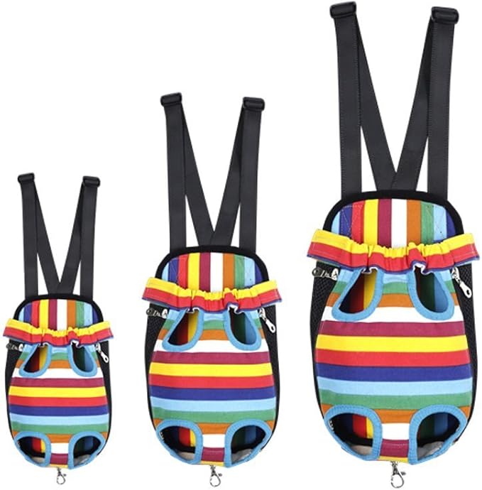 Pet Dog Puppy Cat Carrier Five Holes Backpack Double Shoulder Straps Canvas Cotton Front Chest Backpack Bag(Colourful, Small)