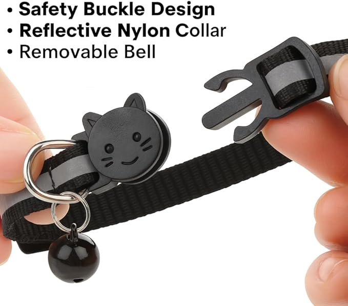 AirTag Cat Collar Airtag Holder for Cats – Breakaway Reflective Nylon Kitten Collar with Bell, Adjustable 1cm Cat Collar for Tracking, Safety & Small Cats (Fits 8.66–13.78 in)