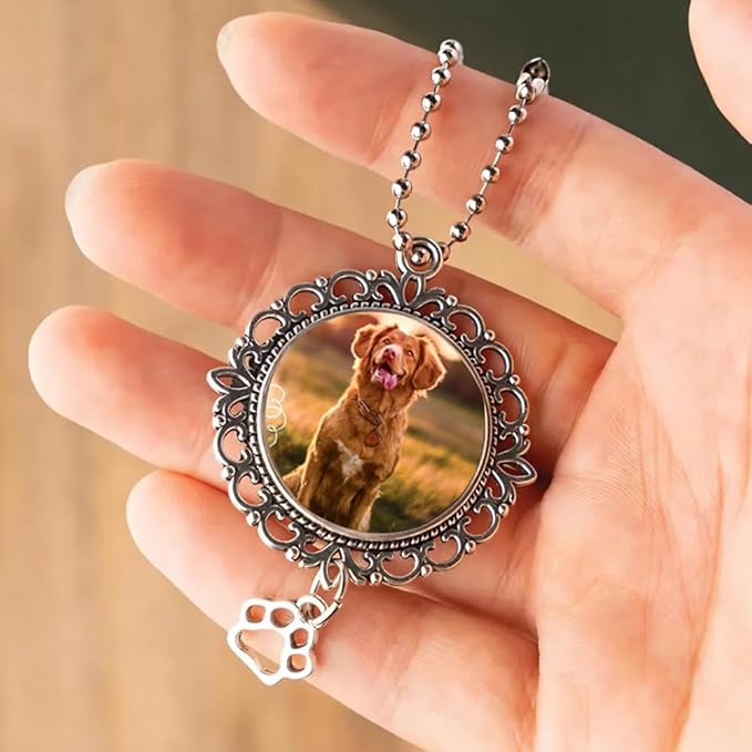 Custom Pet Photo Car Charm, Personalized Pet Memorial Rearview Charm, Paw Dangle Keepsake, Dog Cat Loss Gift, Personalized Car Photo Ornament, ereavement Sympathy Gifts for Loss of Loved Ones /1