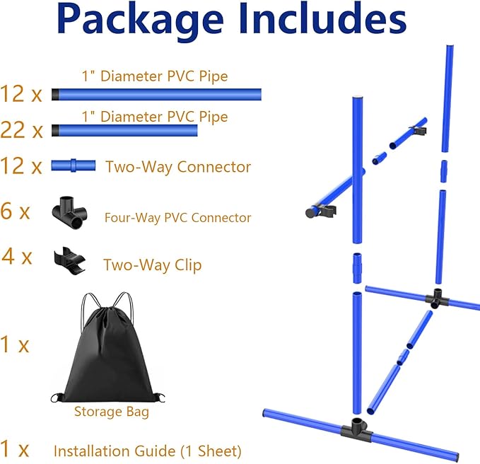 6 Weave Poles & 2 Hurdle Dog Agility Set, Indoor & Outdoor Training Equipment with Support Feet, 31" Height, 24" Spacing, Storage Bag