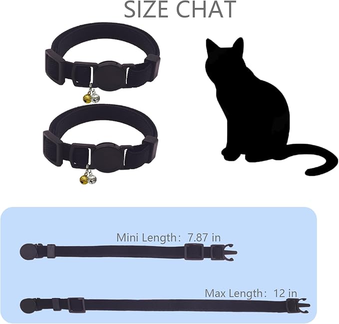 Breakaway Cat Collar with Bell, Safety Buckle Kitten Collar, Elastic Strech Quick Release, Adjustable Lightweight Collars for Girl Boy Cats, Pet Supplies, Accessories, Gifts Black