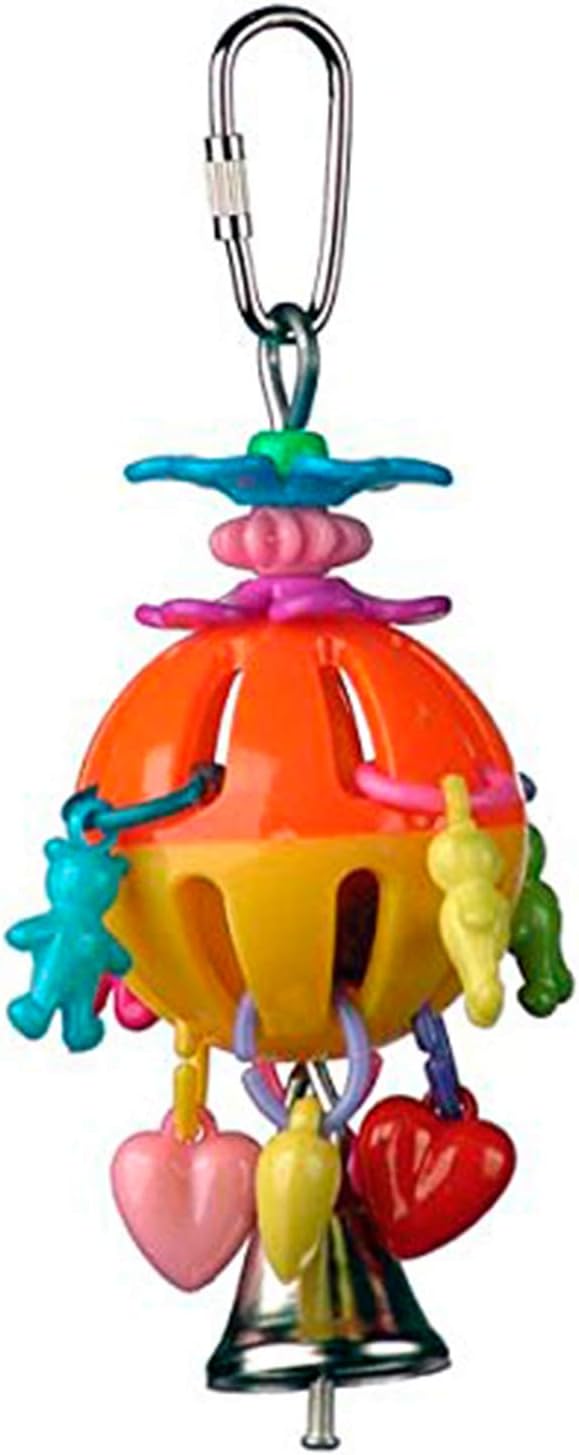 Super Bird Creations SB1086 Having a Ball Bird Toy for for Parrotlets, Parakeets, Cockatiels, Lovebirds, Ringnecks - Multi-Colored Rattle Ball, Cute Charms - Small/Medium Bird Size, 6" x 2" x 2"