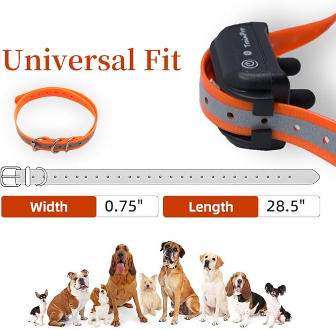 Universal 27 ½” X ¾” Replacement Band Strap for Dog Training Collar - Adjustable Waterproof TPU for Remote E-Collar, Static/Vibration Shock Trainer, Fits Most Bark Control & Obedience Devices