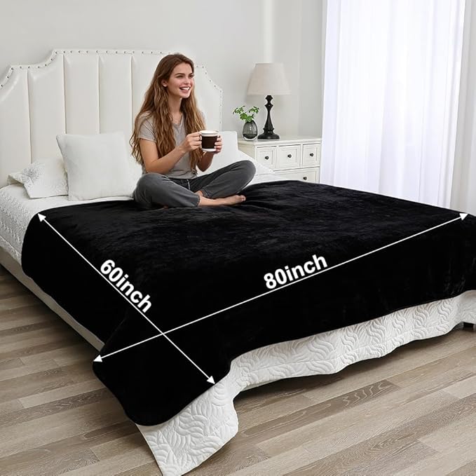 Waterproof Blanket for Couples – Ideal for Couch & Bed Splash Proof Sherpa Throw, Leakproof TPU Layer, Stain Resistant Washable Bed Protector – Black, 80"x60"