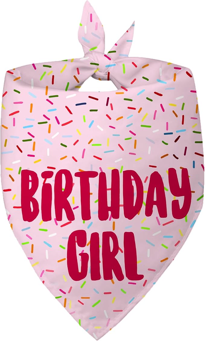 Birthday Girl Dog Bandanas 1 Pack, Pink Dog Scarfs for Girl, HBD Pet Scarves for Birthday Party Decoration for Large and Extra Large Dogs (Pink, X-Large)