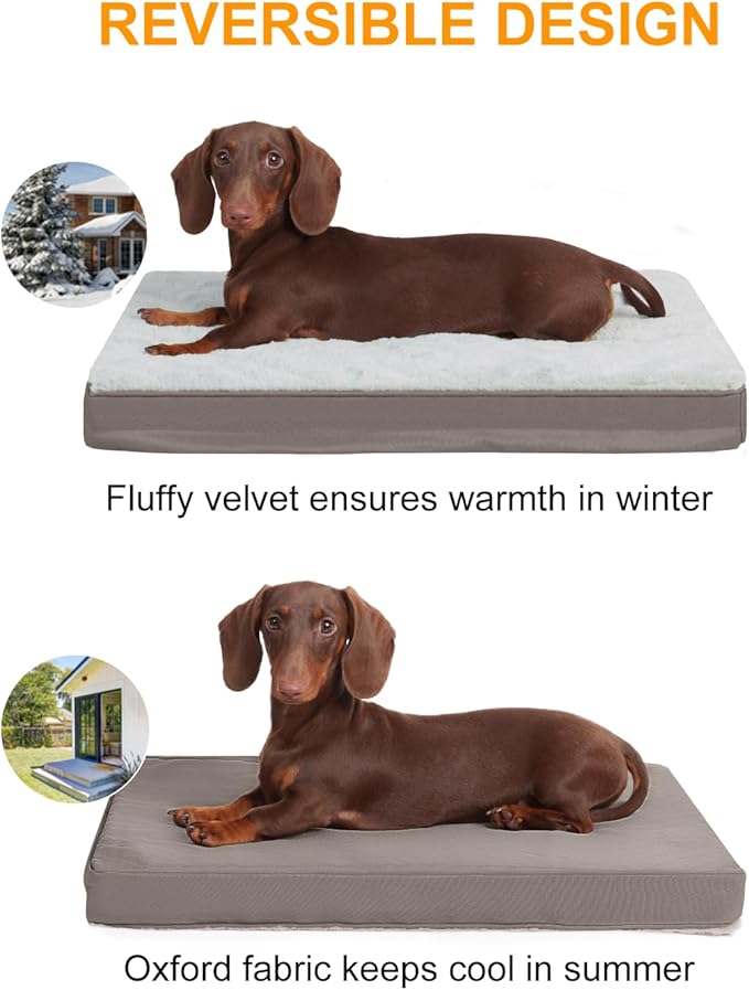 KSIIA Orthopedic Dog Bed, Egg Crate Foam Pet Mat with Removable Cover, Plush Waterproof & Washable Small Dogs Bed, 17x12 Inch, Gray