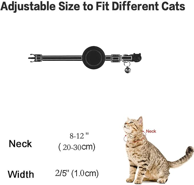Breakaway Cat Collar with Airtag Holder, Safety Kitten Collar with Apple Airtag Holder,Cute GPS Cat Collar with Bell, Lightweigh Tracker Collars for Girl Boy Cats, Kittens and Puppies