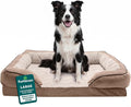 Furhaven Orthopedic Dog Bed for Large/Medium Dogs w/ Removable Bolsters & Washable Cover, For Dogs Up to 55 lbs - Plush & Velvet Waves Perfect Comfort Sofa - Brownstone, Large
