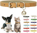 Khaki XXS Dog Collar with Bell, Soft Pu Leather Cat Collars Adjustable Buckle for XS Extra Small Medium Tiny Female Male Boys Girls Pets Puppy Kitten Teacup Yorkie XX-Small