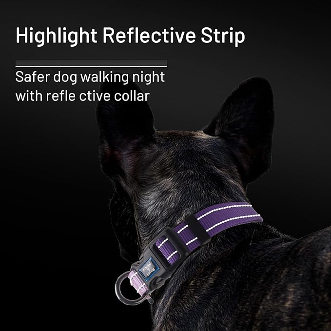 Roses&Poetry Dog Collars for Medium Dogs, Adjustable Durable Pet Reflective Dog Collar for Small Medium Large Dogs(Lightpurple-M)