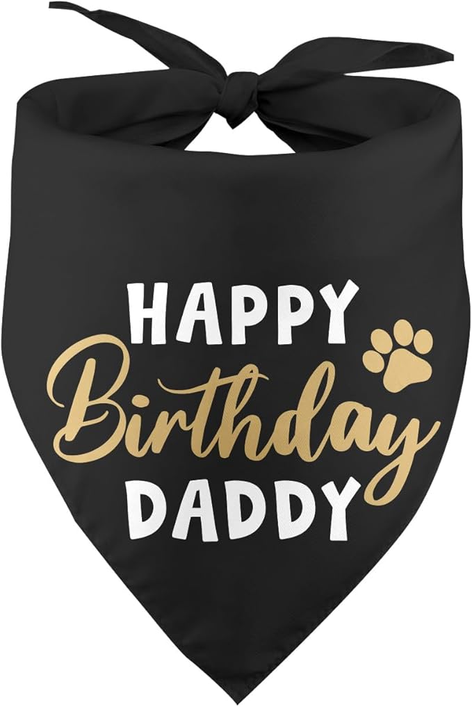 Happy Birthday Daddy Dog Bandana Black Puppy Bandanas Birthday Decorations Photo Prop Pet Scarf Pet Accessories for Dog Lover Dad