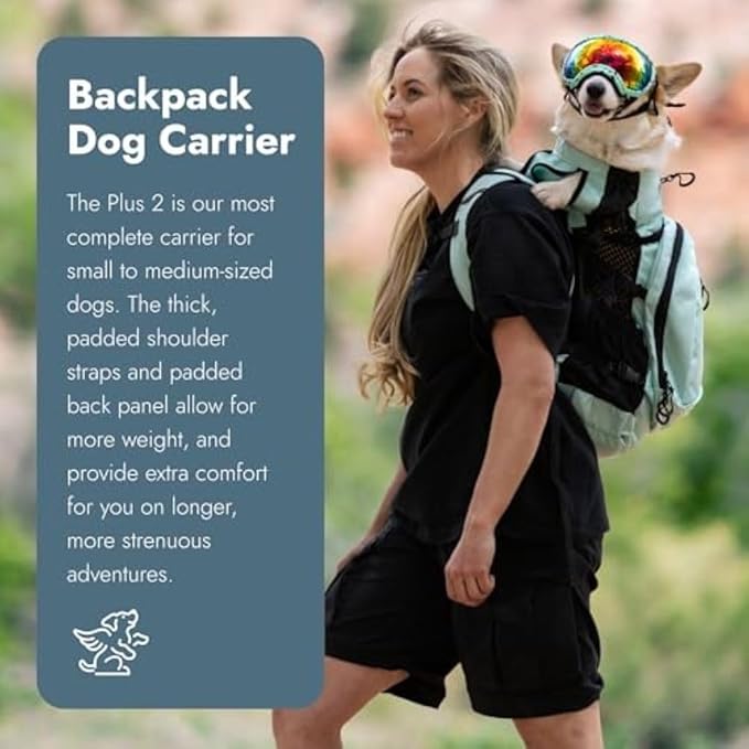 K9 Sport Sack Plus 2 - Adjustable, Backpack-Style Carrier with Multi-Functional Storage Pack, Thick Shoulder Straps & Padded Back Panel