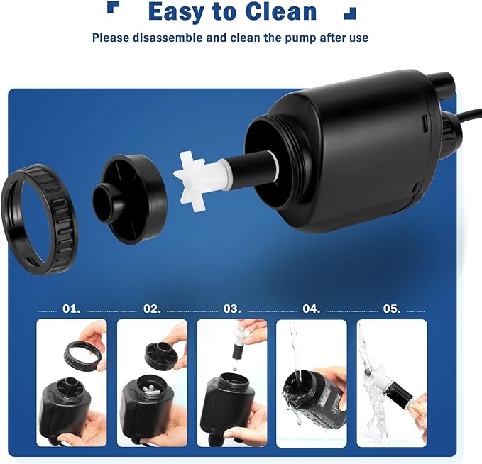 AQQA Aquarium Gravel Cleaner Kit, 6 in 1 Electric Fish Tank Vacuum Cleaning Tools Water Changer, Multifunction Wash Sand Filter Water Circulation 20W 320GPH 110V