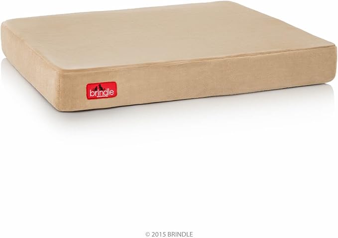 BRINDLE Waterproof Memory Foam Pet Bed - Removable and Washable Cover - 4 Inch Orthopedic Dog and Cat Bed - Fits Most Crates,Khaki