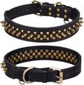 Spiked Dog Collar Soft Pu Leather Mushrooms Rivet Spike Studded Puppy Adjustable Pet Collars for Small Breeds (XS, Black2)