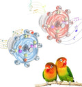 Pawfly 2 Pcs Bird Toys for Parakeets, Spinning Wheel Chew Toys, Interactive Spinner Rattle Parrot Toys, Cockatiel Toys, Bird Cage Accessories for Entertainment Chewing Exercise, Blue & Pink
