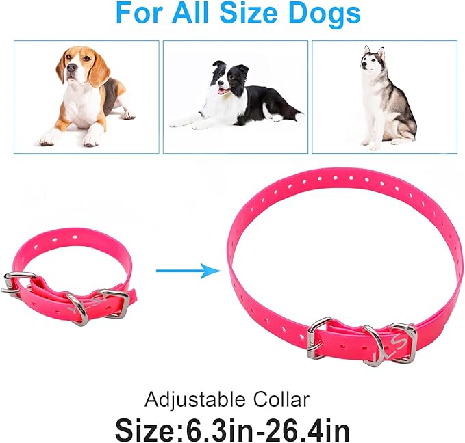 Dog Collar Strap for Most of Electronic Training Shock Collar Receivers-Adjustable Durable Waterproof Odorless 3/4 Inch Collar Replacement for Barking Fence-Pet TPU Collar Strap