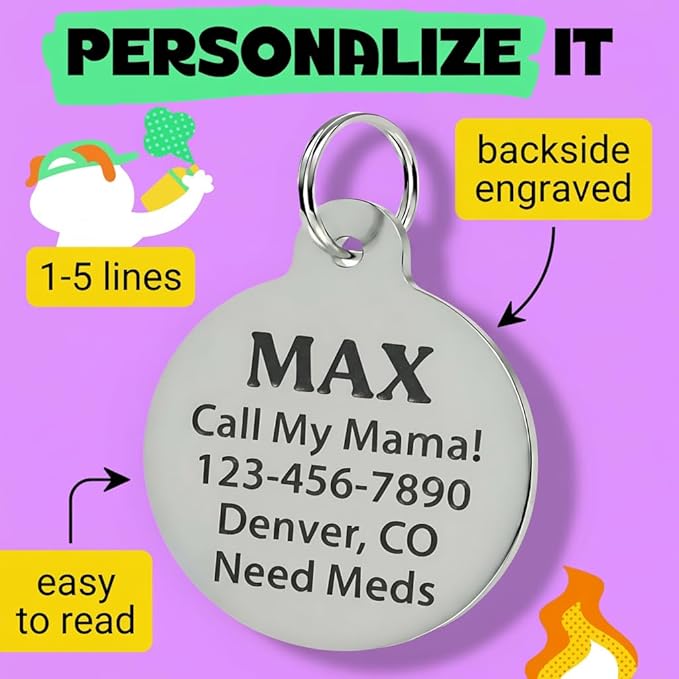 Bad Tags Personalized Dog and Cat ID Tags in 25+ Designs and 2 Sizes - 5 Lines of Custom Engraved Text - Funny Cute Personalized Pet Tags (Crotch Goblin, Small (1 inch))