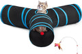 Tempcore Pet Tunnel Tube Cat Toys 3 Way Collapsible, Cat Tunnels for Indoor Cats，Kitty Tunnel Bored Cat Pet Toys Peek Hole Toy Ball, Puppy, Kitty, Kitten, Rabbit Blue Large Size