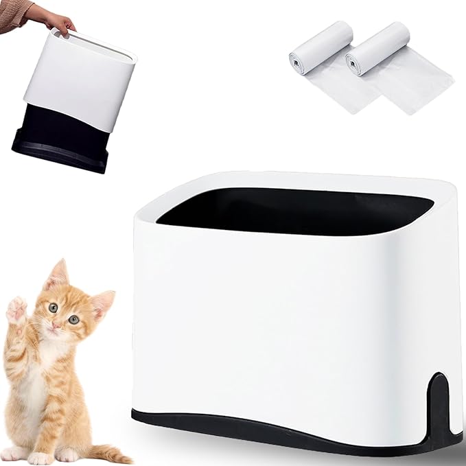 Cat Litter Scoop Holder, Universal Scooper Storage for Most Kitty Poop Shovel, Double-Layer Removable Pet Pooper Holder for Plastic/Metal Waste Scoops, Durable Fashion Desktop Trash Can, White
