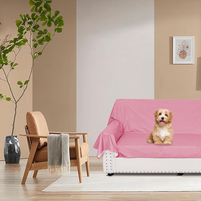 DUJUIKE Waterproof Bed Cover for Dog and Cats,Pet Hair Resistant Bed Sheet Cover, Protective Bed Liner Cover with 100% Waterproof Breathable Thin Fabric (Pink, Twin 63 * 90 inch)