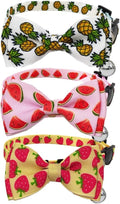 Fruit Cat Collar with Bow Tie and Bell 3 Pack Watermelon Strawberry and Pineapple Breakaway Bowtie Kitten Collars for Boys Girls Cats