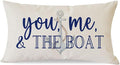 PANDICORN Lake Throw Pillow Cover 12x20 Inch Blue Words You Me and The Boat Ocean Sea Coastal Outdoor Spring Summer Decorations Lumbar Decorative Throw Pillow Case for Home Living Room Couch Decor