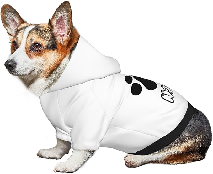 Custom Dog Hoodie Soft & Warm Design Your Own Personalized Photo Text Logo Name Dog Clothes for Puppy Sweatshirt Hooded for Small Medium Large Dogs Girl/Boy Cats White