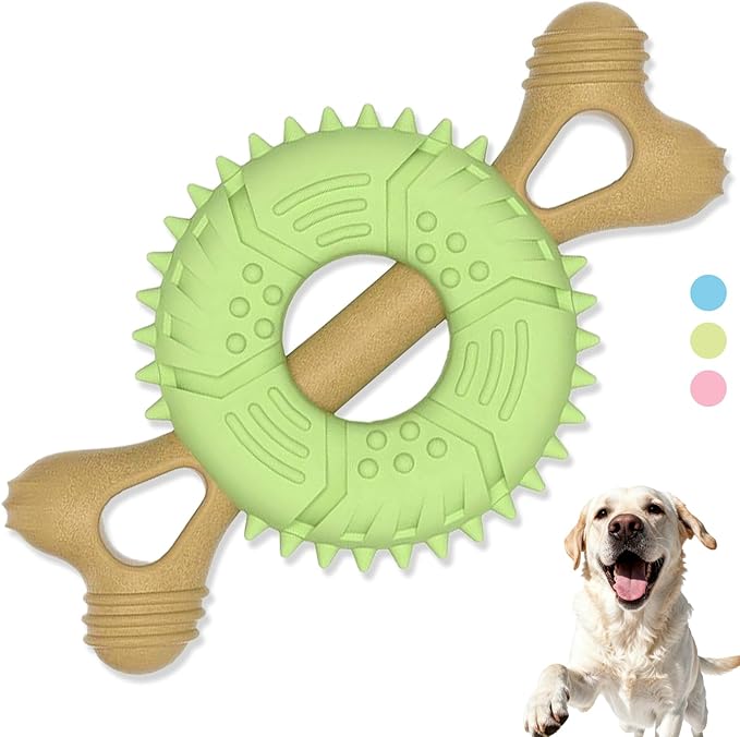 Dog Chew Toys, Indestructible Dog Toys for Aggressive Chewers - Small & Medium Breed, Durable Rubber Chew Bone Toy for Small Dogs, Tough Tire Dog Toy, Puppy toys for Teething, Anxiety & to Keep Busy