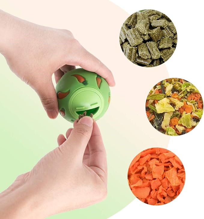 Niteangel Treat Ball, Snack Ball for Small Animals (Small, Yellow & Green)